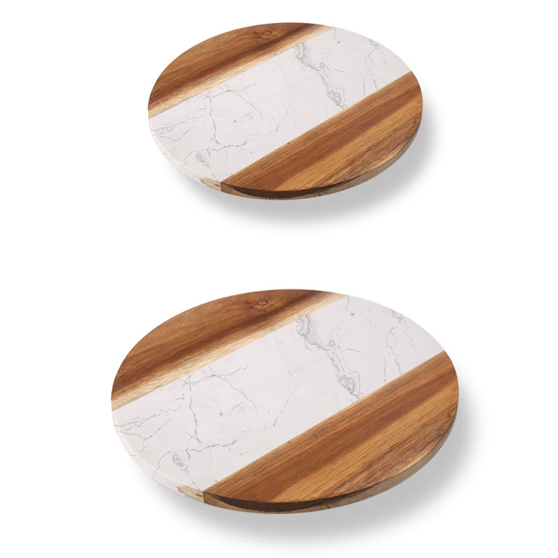 Marble Acacia Round Rotating Cutting Board