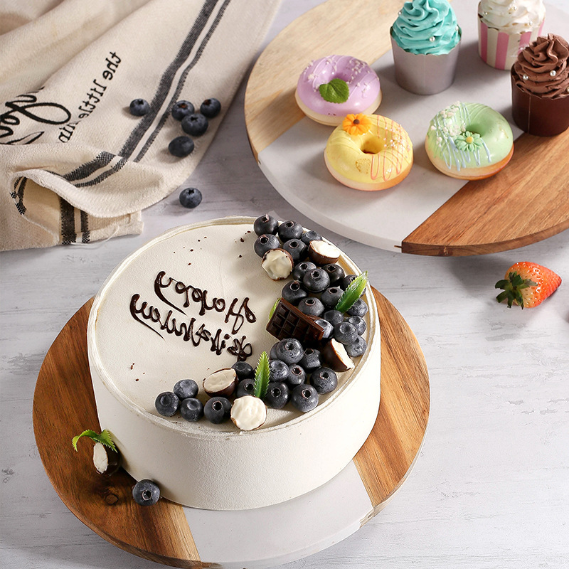 Marble Acacia Round Rotating Cutting Board