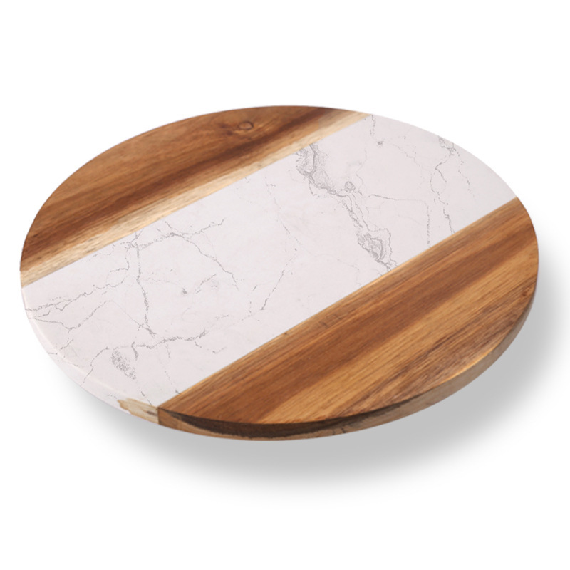Marble Acacia Round Rotating Cutting Board