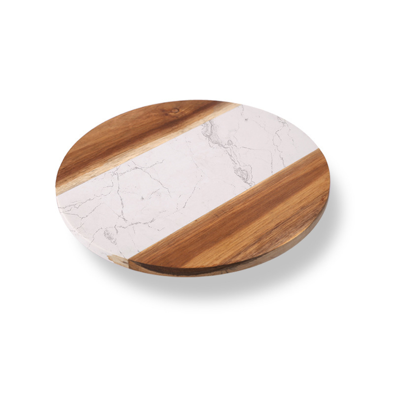 Marble Acacia Round Rotating Cutting Board