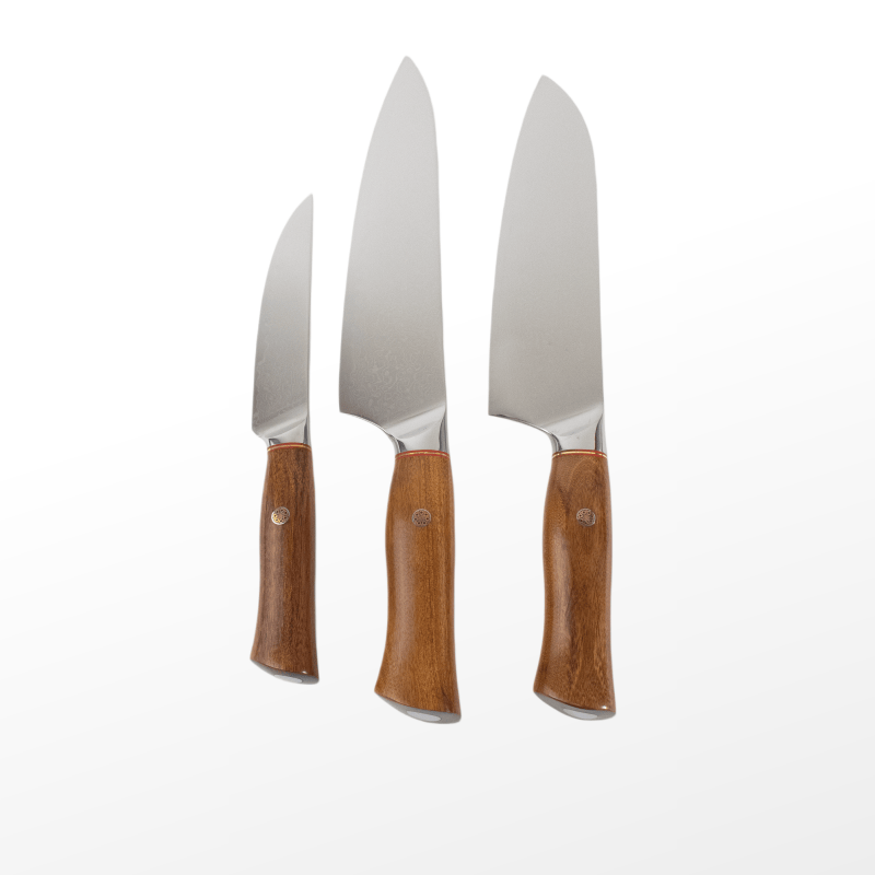 Wooden Handle Home Kitchen Damascus Steel Knife Set