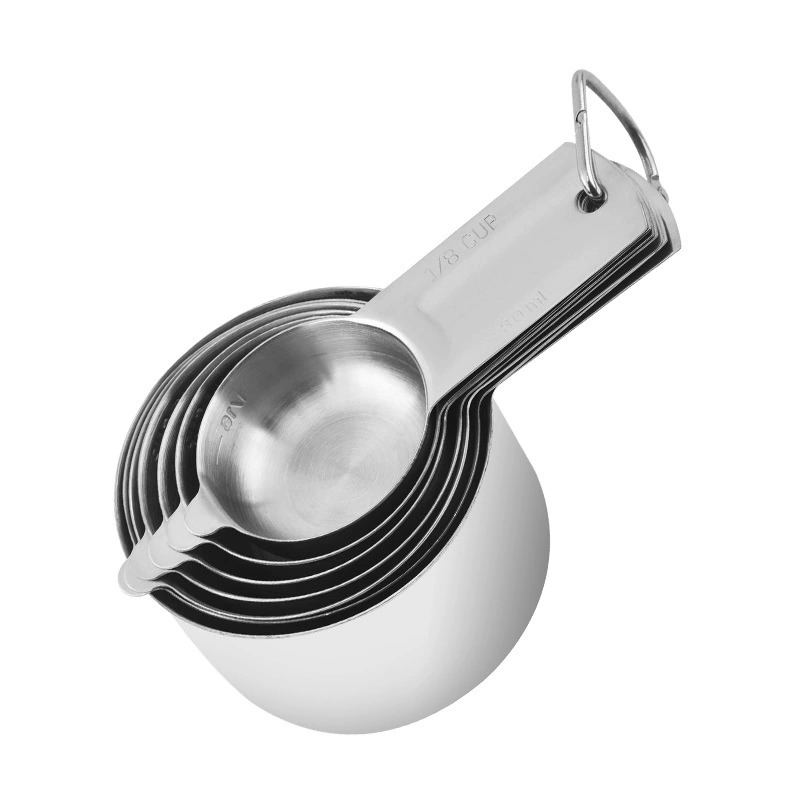 Stainless Steel Measuring Cups Set (1, 3/4, 2/3, 1/2, 1/3, 1/4 Cup)