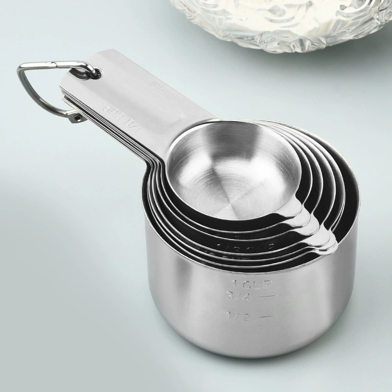 Stainless Steel Measuring Cups Set (1, 3/4, 2/3, 1/2, 1/3, 1/4 Cup)