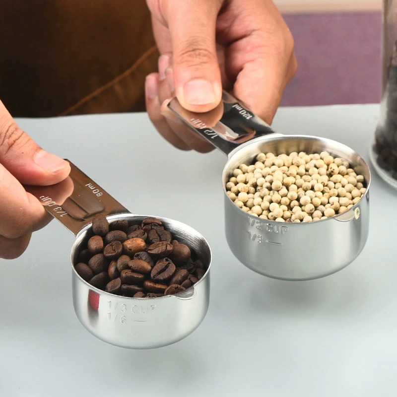 Stainless Steel Measuring Cups Set (1, 3/4, 2/3, 1/2, 1/3, 1/4 Cup)