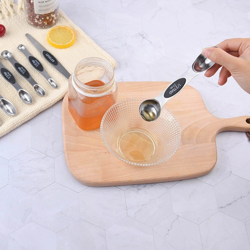 Magnetic Double-Ended Stainless Steel Measuring Spoons, 8-Piece Set