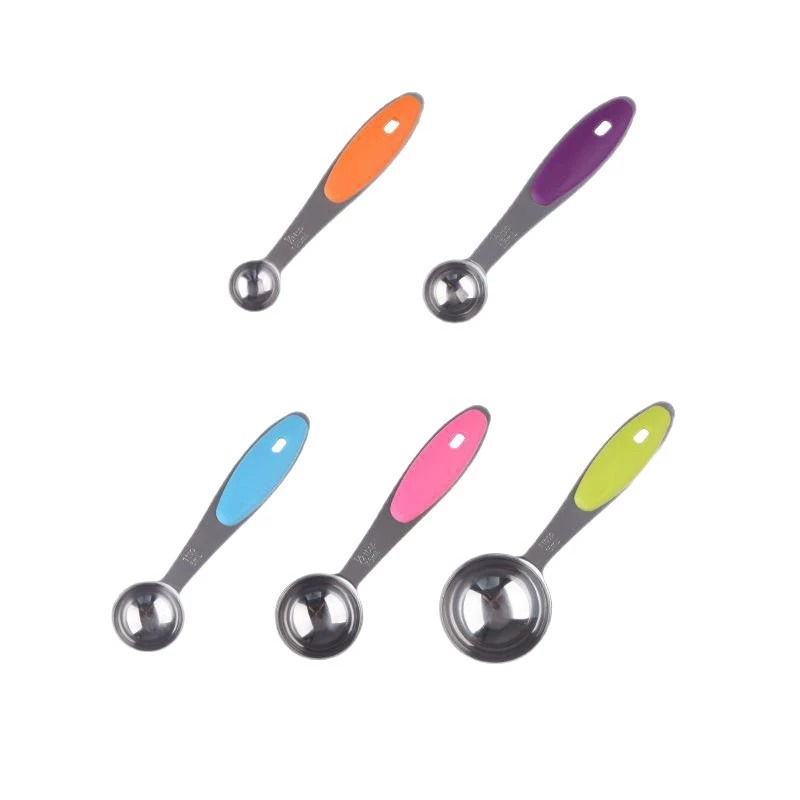 Colorful Stainless Steel Measuring Spoons, 5-Piece Baking Seasoning Set