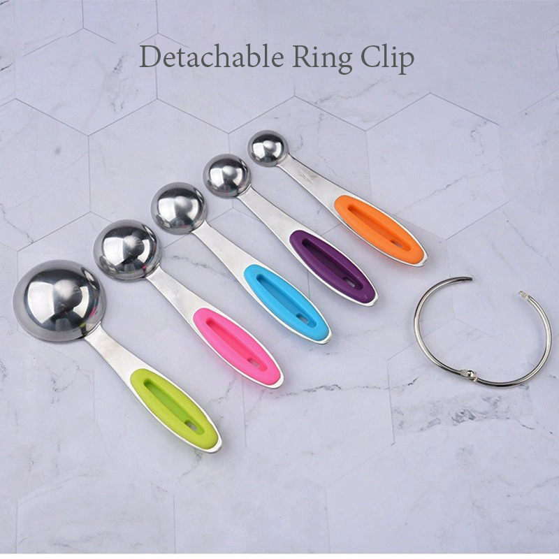 Colorful Stainless Steel Measuring Spoons, 5-Piece Baking Seasoning Set
