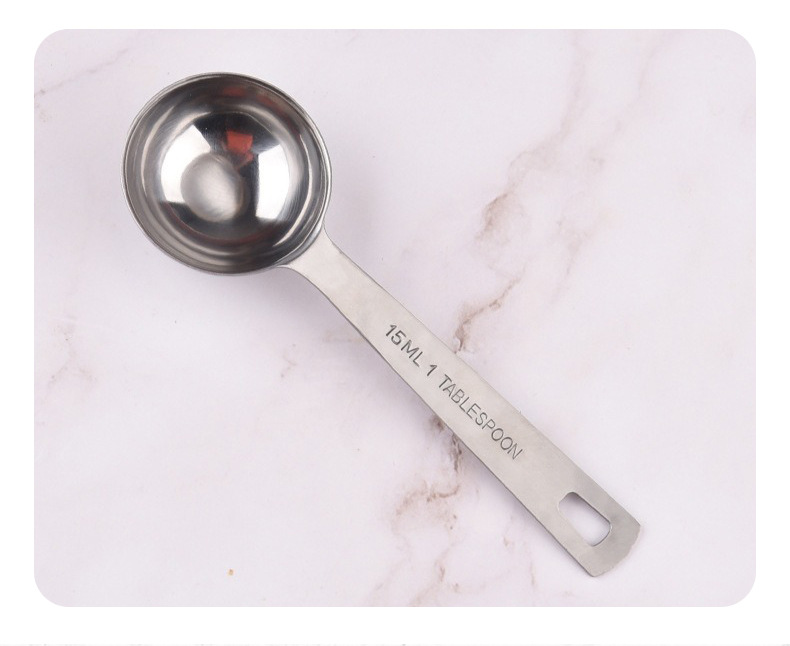 Stainless Steel Square-Tail Measuring Spoons, 5-Piece Set for Baking