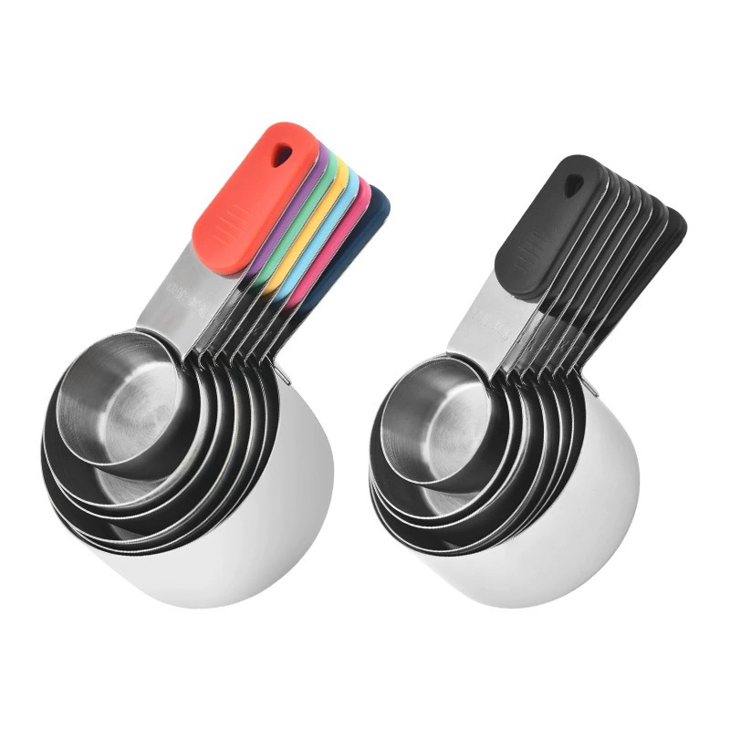 Colorful Handle Magnetic Stainless Steel Measuring Cups and Spoons Set with Scale Markings