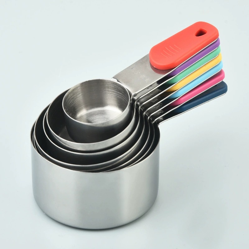 Colorful Handle Magnetic Stainless Steel Measuring Cups and Spoons Set with Scale Markings