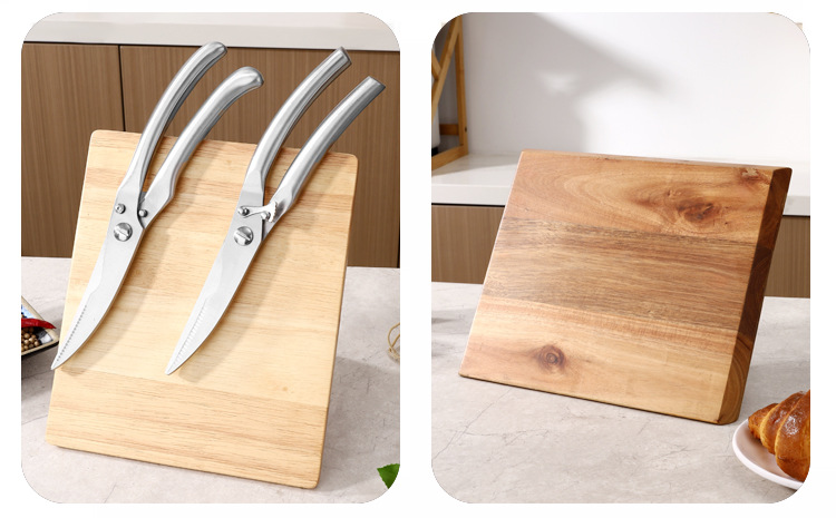 Square Rubberwood and Acacia Wood Knife Block