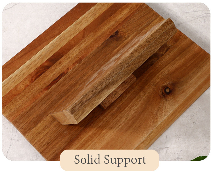 Square Rubberwood and Acacia Wood Knife Block