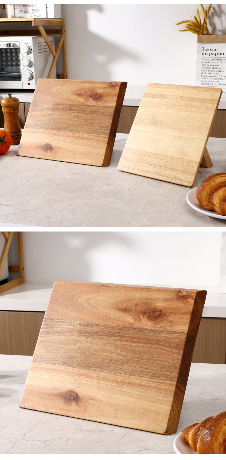 Square Rubberwood and Acacia Wood Knife Block