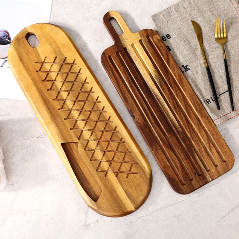 Custom-Made Portable Acacia Wood Cutting Board / Solid Wood Bread Board