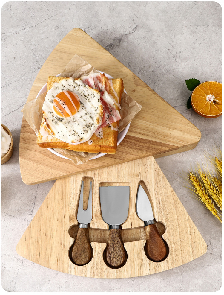 Fan-Shaped Folding Rubberwood Cheese Board