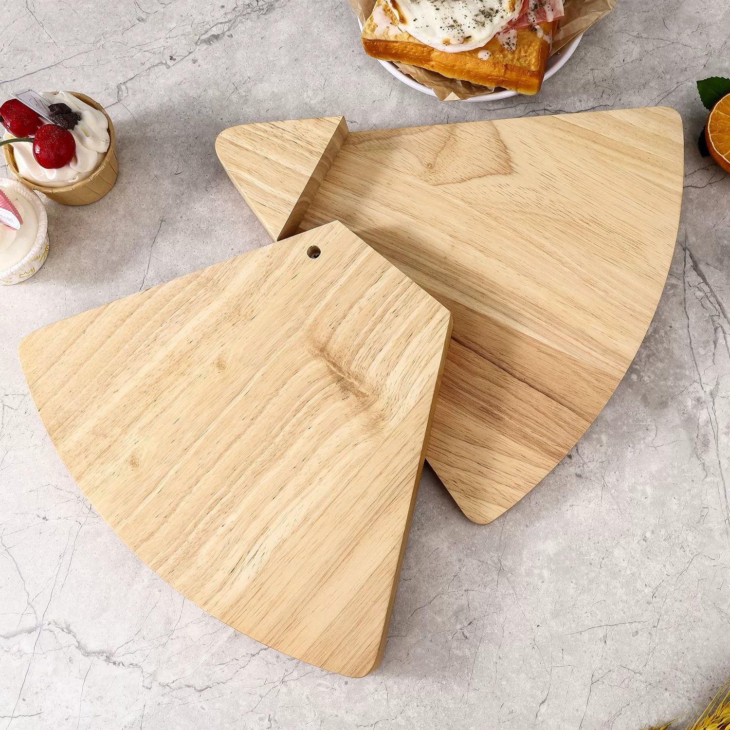 Fan-Shaped Folding Rubberwood Cheese Board