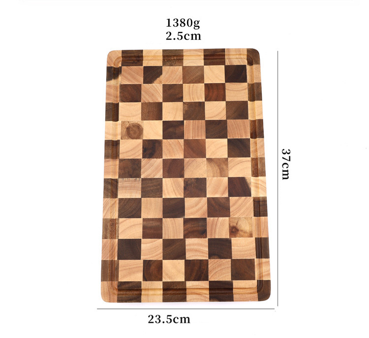 Household Checkerboard-Patterned Acacia Wood Cutting Board