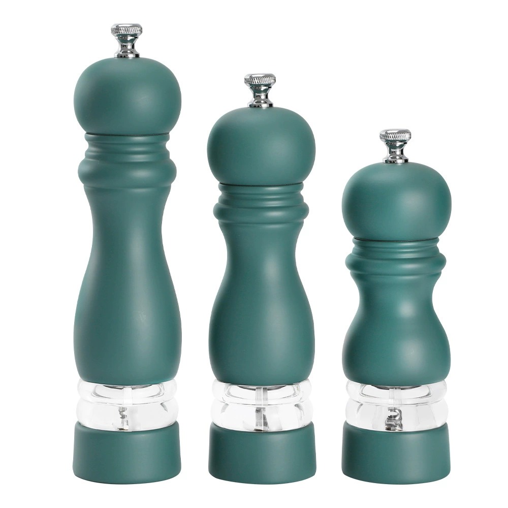 PU Spray-Painted Pepper Grinder with Acrylic Window, Manual Spice Mill