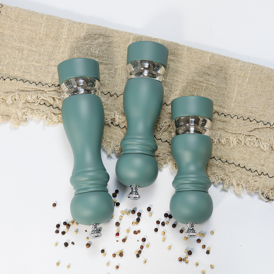 PU Spray-Painted Pepper Grinder with Acrylic Window, Manual Spice Mill
