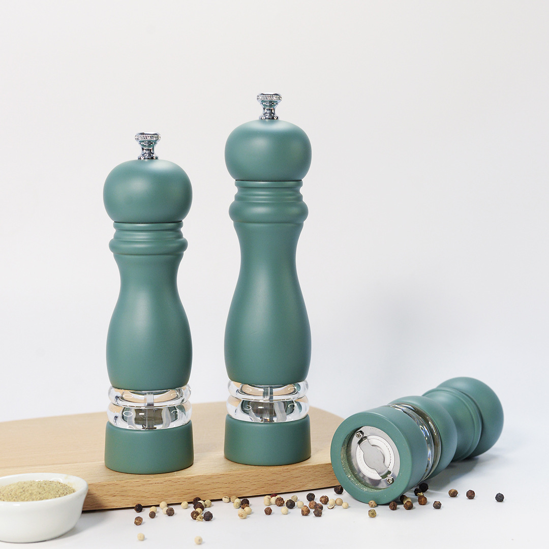 PU Spray-Painted Pepper Grinder with Acrylic Window, Manual Spice Mill