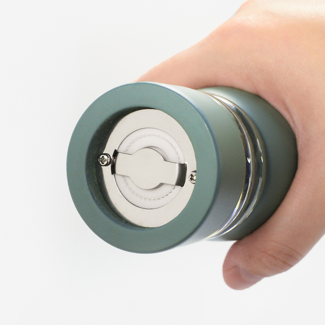 PU Spray-Painted Pepper Grinder with Acrylic Window, Manual Spice Mill