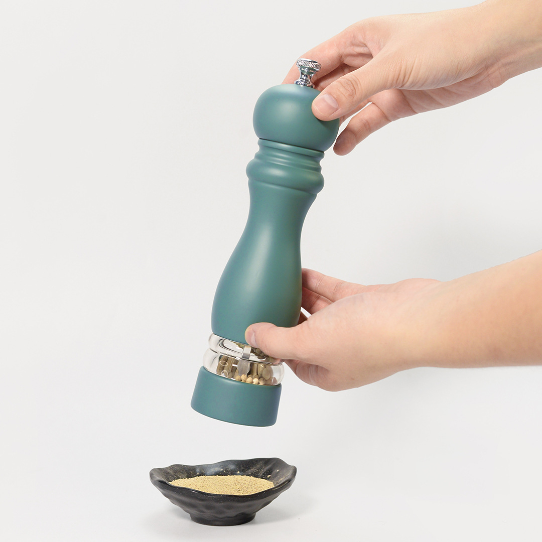 PU Spray-Painted Pepper Grinder with Acrylic Window, Manual Spice Mill